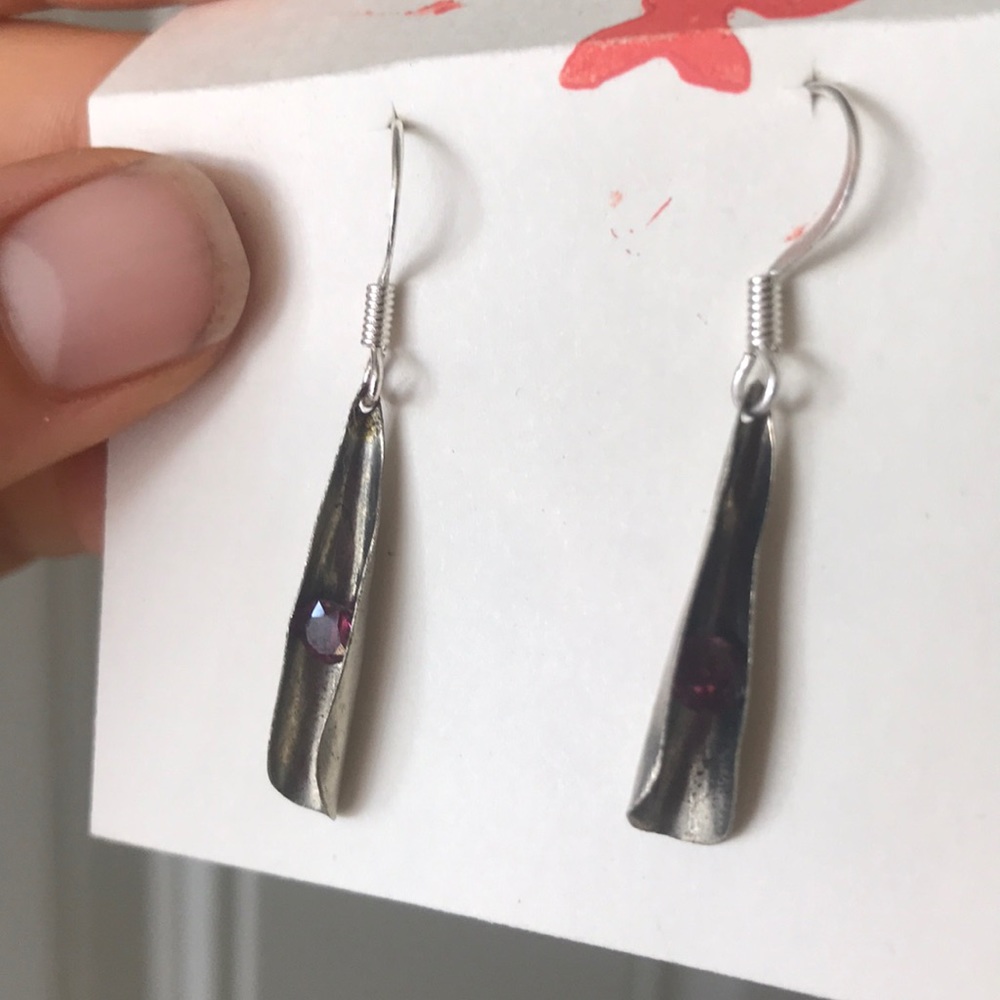 Rhodolite Silver teardrop earrings